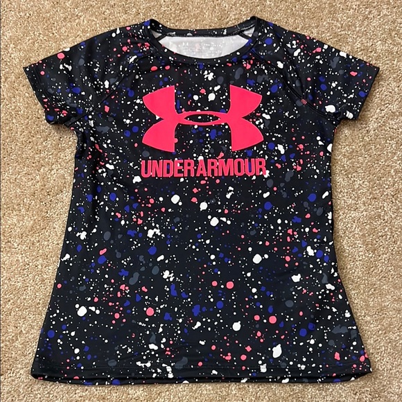 Under Armour Other - Under Armour Kids Paint Splatter Active Tee - Black and Pink Size Youth Medium